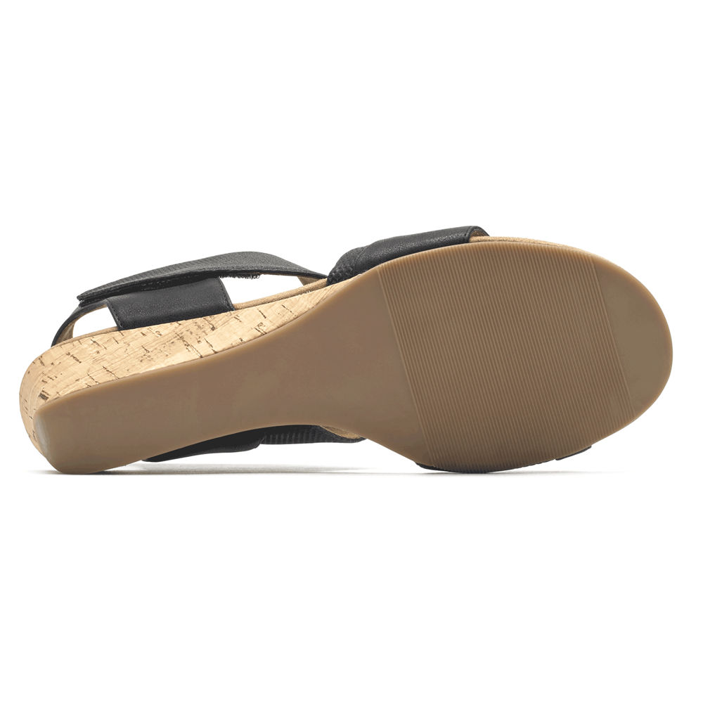 Rockport Sandaler Dam Svarta - Calia Mid Wedge Cuff - EBUIH9174